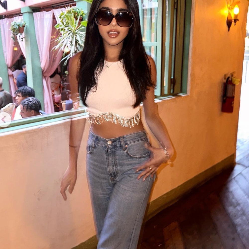 Zara Rhinestone Crop White M/L